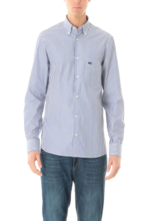 Camicia Old River uomo bianco blu a righe button down Giza 87