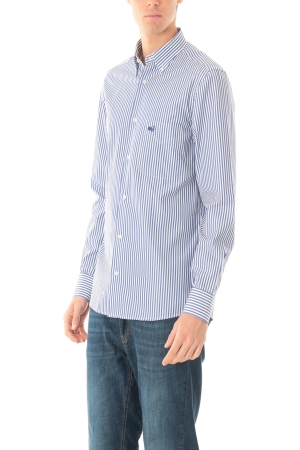 Camicia Old River uomo bianco blu a righe button down Giza 87