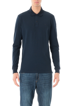 Polo Old river uomo blu scuro manica lunga in filo di scozia