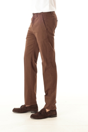 Pantaloni Old river uomo marroni in misto lino