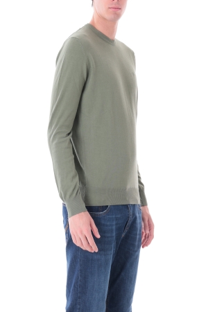 Pullover Old river uomo verde girocollo in maglia rasata di cotone