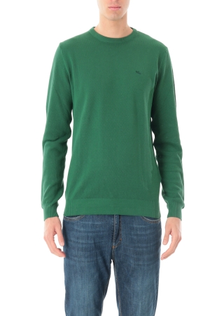 Pullover Old river uomo verde girocollo in cotone a nido d'ape