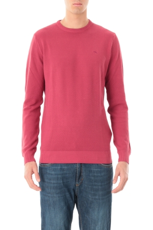 Pullover Old river uomo rosso girocollo in cotone a nido d'ape