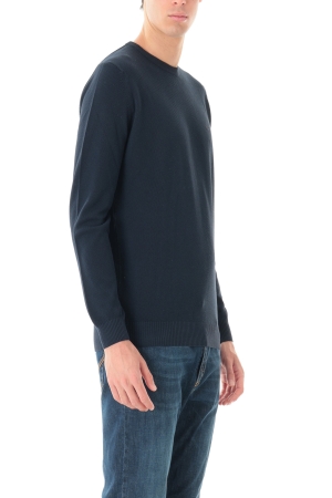 Pullover Old river uomo blu scuro girocollo in cotone a nido d'ape