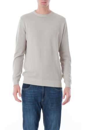 Pullover Old river uomo beige girocollo in cotone a nido d'ape