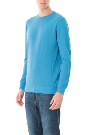 Pullover Old river uomo azzurro girocollo in cotone a nido d'ape
