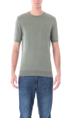 Tshirt Old river uomo verde militare girocollo in jersey deleve