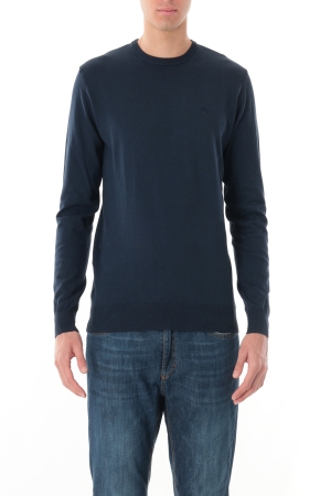 Pullover Old river uomo blu scuro girocollo in jersey di cotone