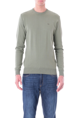 Pullover Old river uomo verde militare girocollo in jersey di cotone