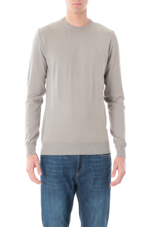 Pullover Old river uomo tortora girocollo in jersey di cotone