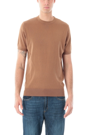 Tshirt Old river uomo marrone girocollo in misto seta