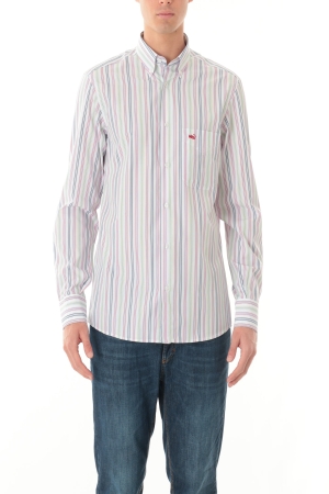 Camicia Old river uomo bianca a righe sottili button down