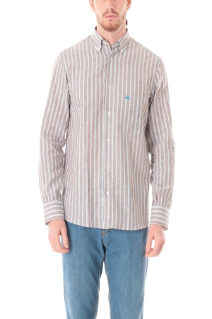 Camicia Old river uomo marrone in misto lino Biarritz