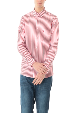 Camicia Old River uomo bianco rosso a righe button down