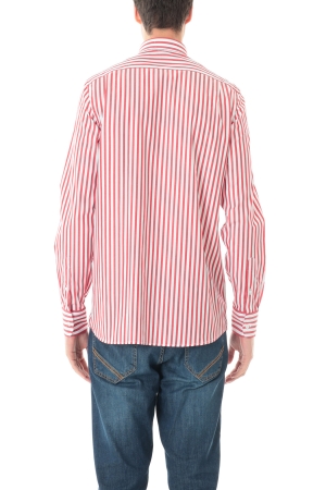 Camicia Old River uomo bianco rosso a righe button down