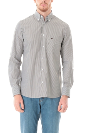 Camicia Old River uomo marrone a micro righe button down