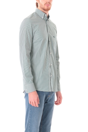 Camicia Old River uomo verde a micro righe button down