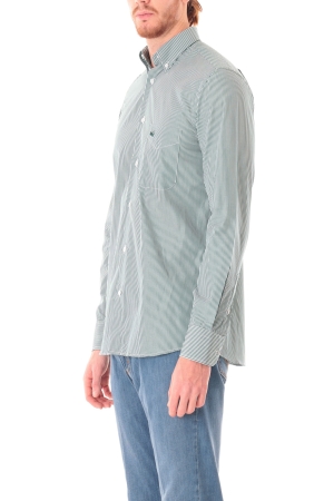 Camicia Old River uomo verde a micro righe button down