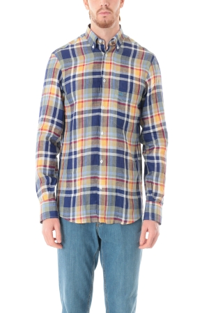 Camicia Old river uomo blu multicolor tartan in lino