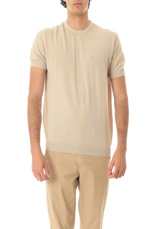 Tshirt Old river uomo beige girocollo in cotone crepe