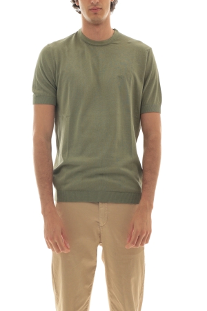 Tshirt Old river uomo verde girocollo in cotone crepe