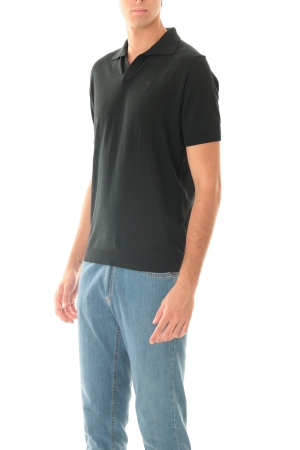 Polo Old river uomo nera in cotone crepe