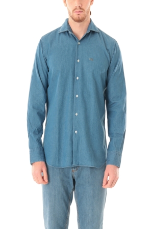 Camicia Old River uomo blu in denim collo classico