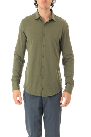 Polo camicia Old river uomo verde scuro in jersey