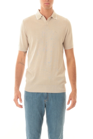 Polo Old river uomo beige in maglia bordino in contrasto