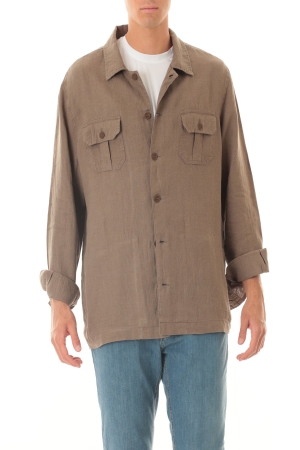 Giacca sahariana Old river uomo beige scuro in lino