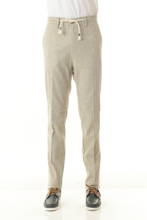 Pantaloni Old river uomo tortora con coulisse in misto lino