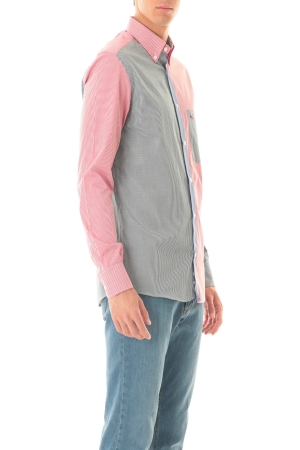 Camicia Old River uomo verde rosso blu micro quadri intarsi colorblok