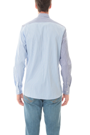 Camicia Old River uomo azzurro blu rosso a righe intarsi colorblok