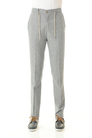 Pantaloni Old river uomo grigio blu spigati con coulisse