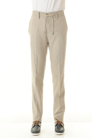 Pantaloni Old river uomo beige scuro spigati con coulisse