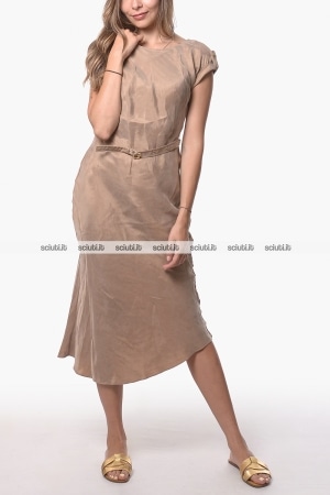 Abito midi Guess donna beige con cintura Dalia