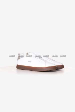 Scarpe Calvin Klein uomo bianche con logo in pelle dettaglio verde
