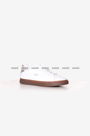 Scarpe Calvin Klein uomo bianche con logo in pelle dettaglio verde