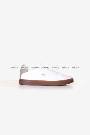 Scarpe Calvin Klein uomo bianche con logo in pelle dettaglio verde