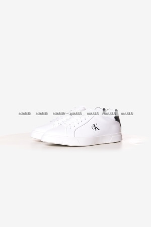 Scarpe Calvin Klein uomo bianche con logo in pelle dettaglio nero