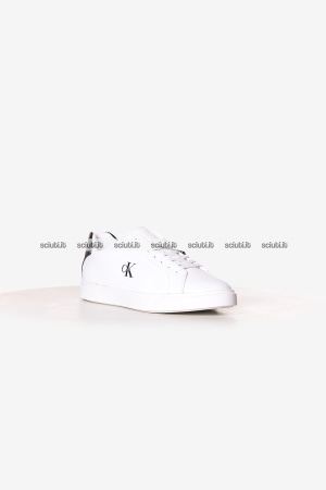 Scarpe Calvin Klein uomo bianche con logo in pelle dettaglio nero