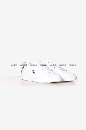 Scarpe Calvin Klein uomo bianche con logo in pelle dettaglio nero
