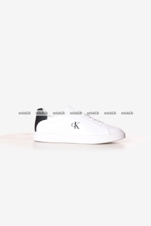 Scarpe Calvin Klein uomo bianche con logo in pelle dettaglio nero
