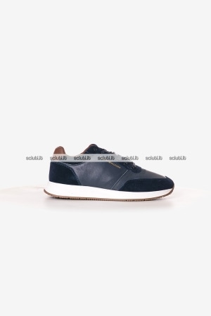 Scarpe Tommy Hilfiger uomo blu scuro in pelle TH dressy runner suede mix