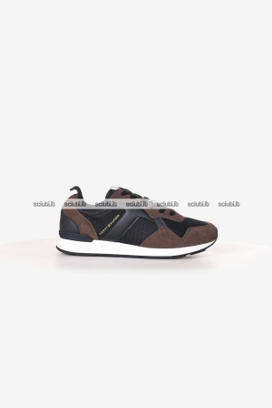 Scarpe Tommy Hilfiger uomo marroni in misto pelle Core mix runner