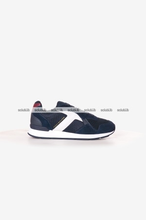 Scarpe Tommy Hilfiger uomo blu scuro in misto pelle Core mix runner