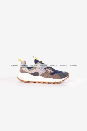 Scarpe Flower Mountain uomo grigio blu scuro Yamano 3 in suede e tessuto tecnico
