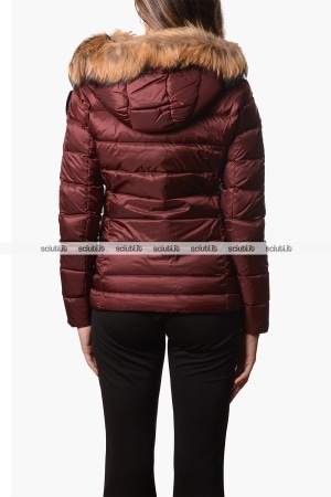 Piumino Blauer donna bordeaux in piuma Arcadia cappuccio bordato