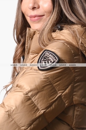 Piumino lungo Blauer donna beige pesante in piuma Agnes