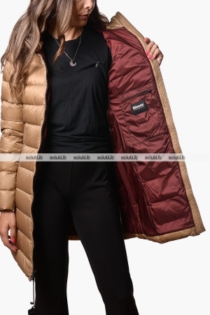 Piumino lungo Blauer donna beige pesante in piuma Agnes
